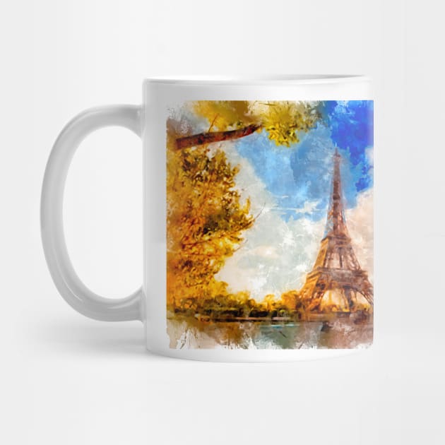 Autumn in Paris / I Love France / Watercolor Great Souvenir by Naumovski